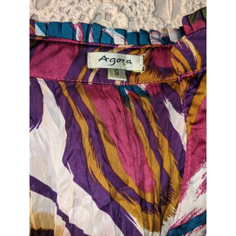 Agora Button Up Blouse Long Sleeve Size Small - Picture 5 of 7